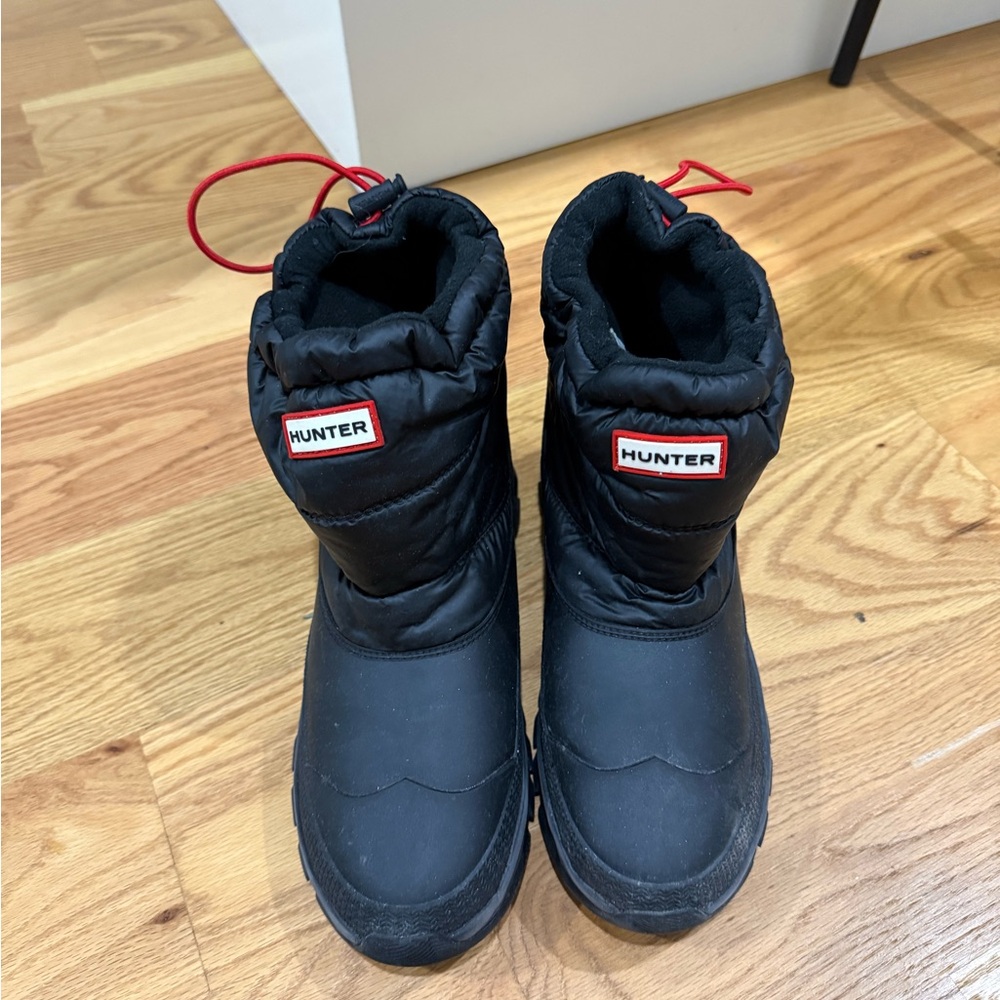Hunter Black Quilted Boots with Red Details